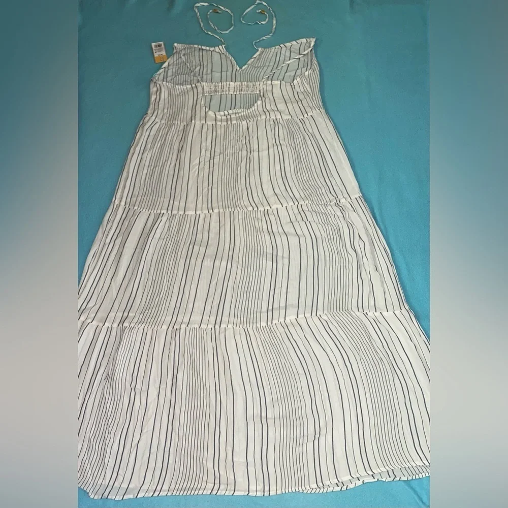 KONA SOL tiered maxi striped dress adjustable spaghetti straps beach NEW size XL - Picture 4 of 12